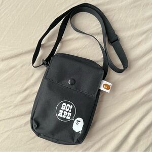 Bape Black Unisex Crossbody Bag with Minimalist Design AUTHENTIC